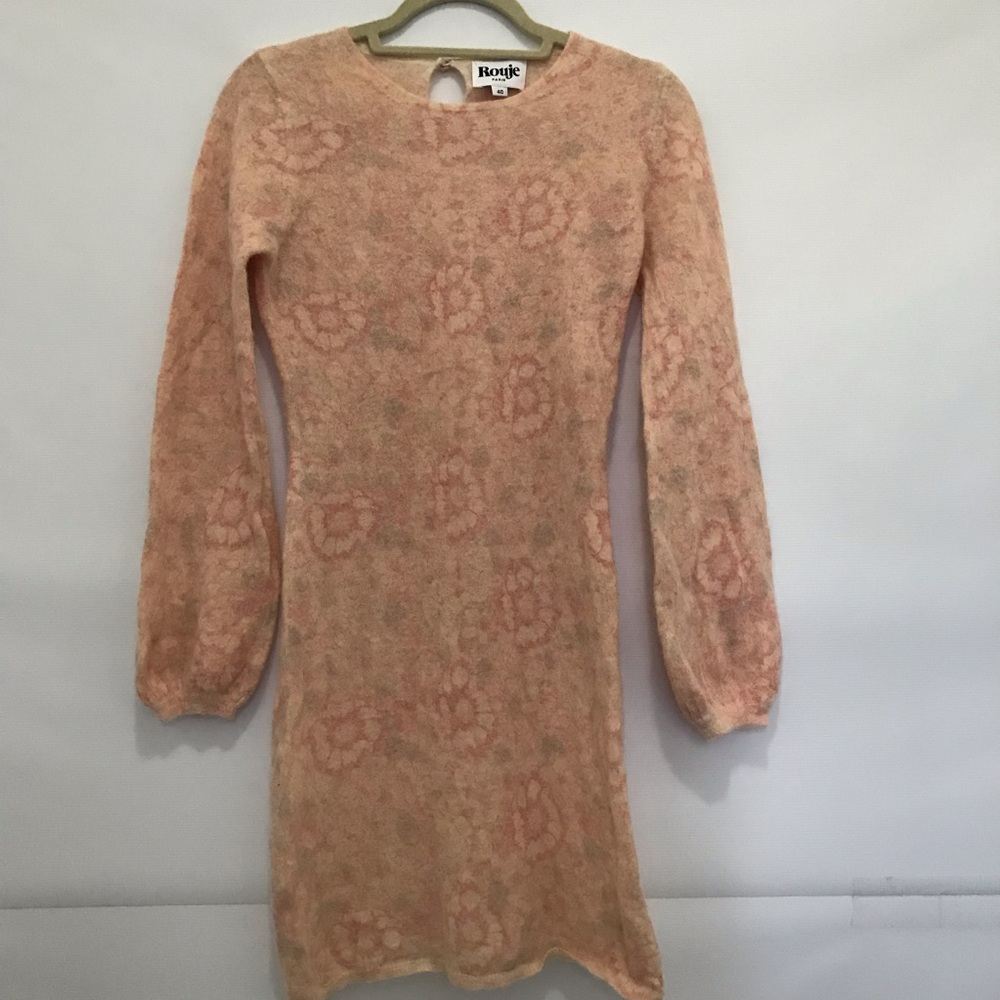 Rogue Pink Floral Alpaca Blend Long-Sleeve Dress Size 40